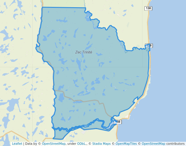 walking in Zec Trinité map in Baie-Trinité