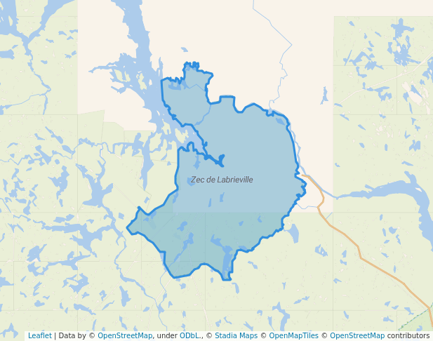 walking in Zec de Labrieville map in Forestville