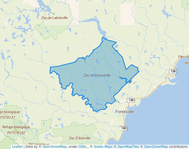 walking in Zec de Forestville map in Forestville