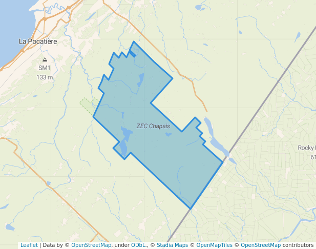 walking in ZEC Chapais map in Saint-Onésime
