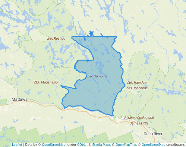 walking in Zec Dumoine map in Dupuy