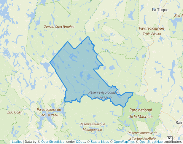 walking in Zec du Chapeau-de-Paille map in Saint-Michel-des-Saints