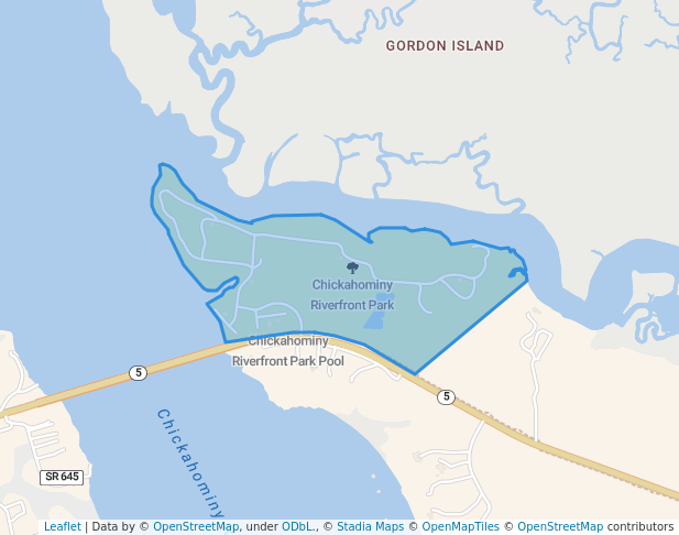 walking in Chickahominy Riverfront Park map in Williamsburg