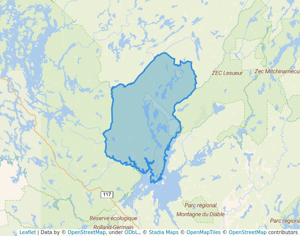 walking in Zec Petawaga map in La Gap-E