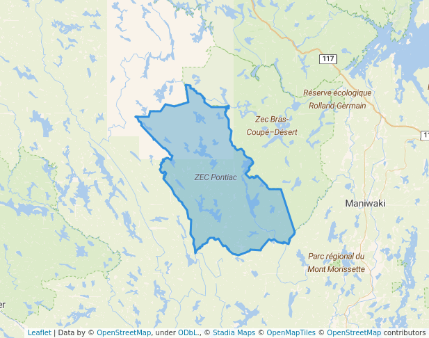 walking in ZEC Pontiac map in Lac-Cayamant