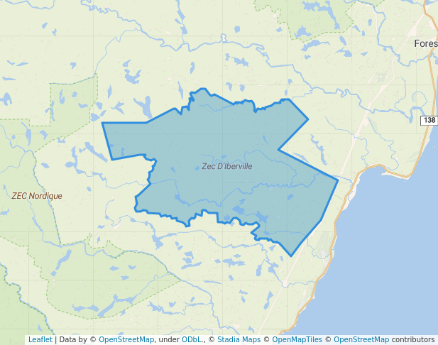 walking in Zec D'Iberville map in Longue-Rive