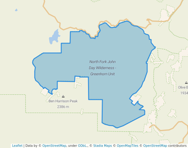 walking in North Fork John Day Wilderness - Greenhorn Unit map in Greenhorn