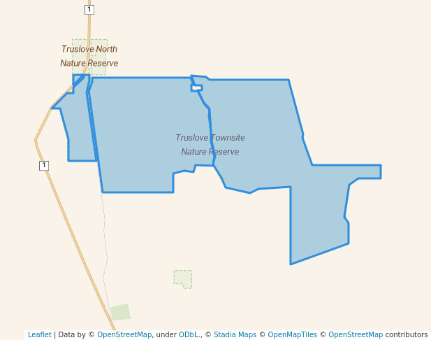 walking in Truslove Townsite Nature Reserve map in Grass Patch