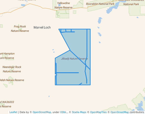 walking in Jilbadji Nature Reserve map in Parker Range