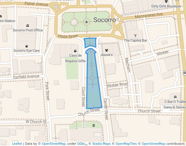 walking in Isidro Baca Veterans Park map in Socorro