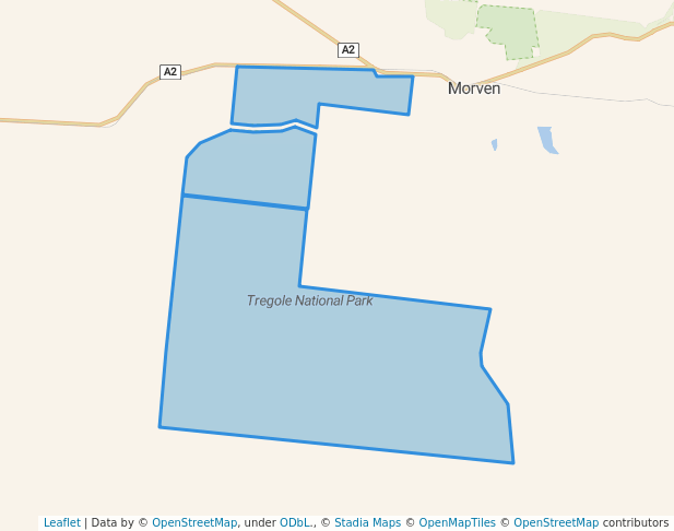 walking in Tregole National Park map in Morven
