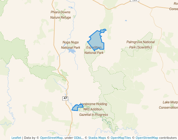 walking in Expedition National Park map in Coorada