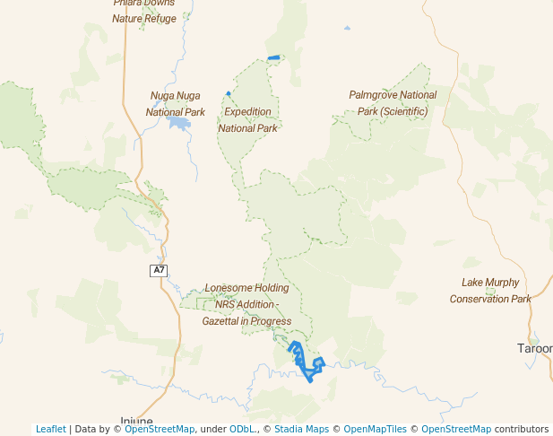 walking in Expedition Resources Reserve map in Beilba