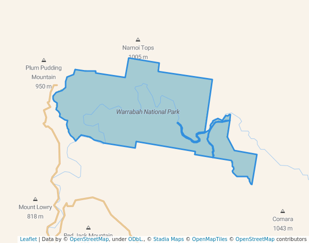 walking in Warrabah National Park map in Klori