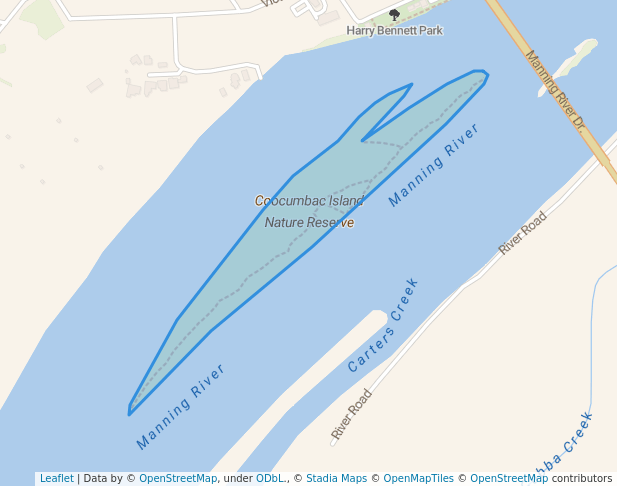 walking in Coocumbac Island Nature Reserve map in Croki