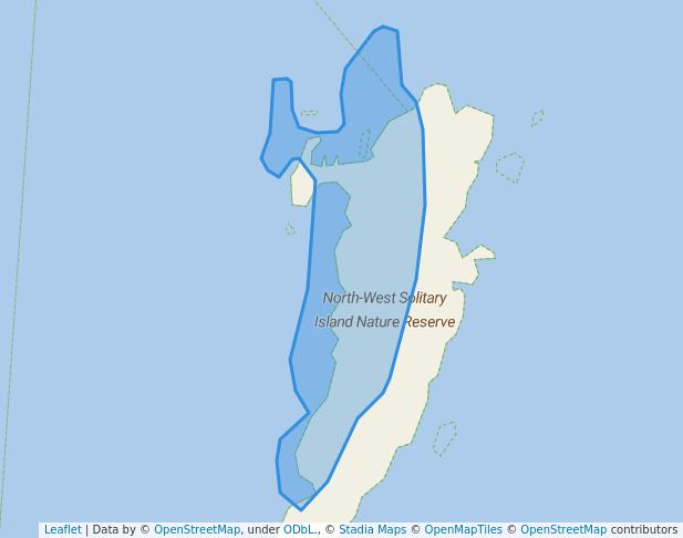 walking in North-West Solitary Island Nature Reserve map in Mullaway