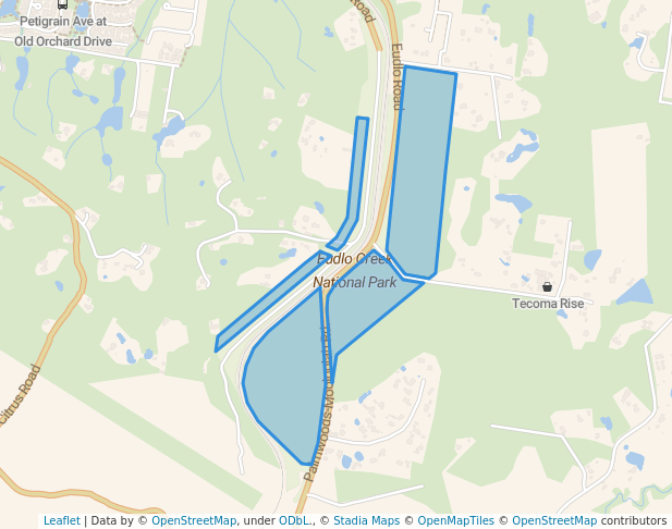 walking in Eudlo Creek National Park map in Hunchy