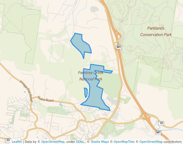 walking in Ferntree Creek National Park map in Dulong