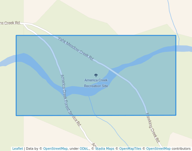 walking in America Creek Recreation Site map in Yahk