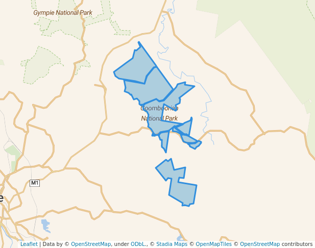 walking in Goomboorian National Park map in Miva
