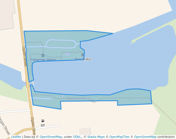 walking in Menekaunee Harbor Park map in Marinette