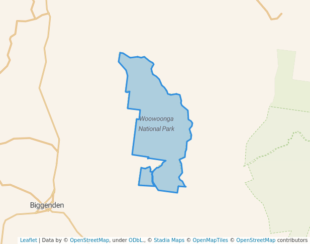 walking in Woowoonga National Park map in Boompa