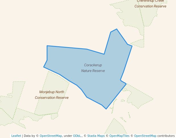walking in Corackerup Nature Reserve map in Ongerup