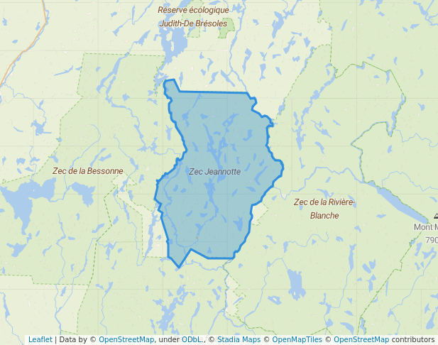 walking in Zec Jeannotte map in La Tuque