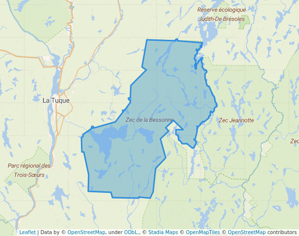 walking in Zec de la Bessonne map in La Tuque