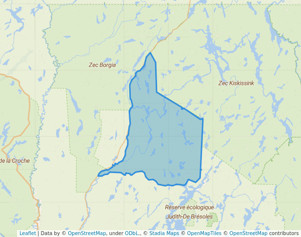 walking in Zec Ménokéosawin map in La Tuque