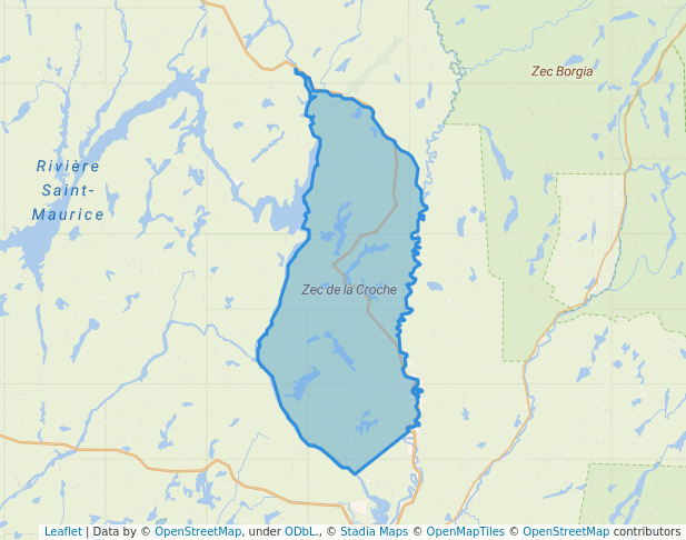 walking in Zec de la Croche map in La Tuque