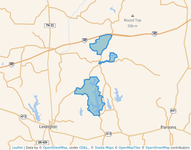 walking in Natchez Trace State Park map in Lexington
