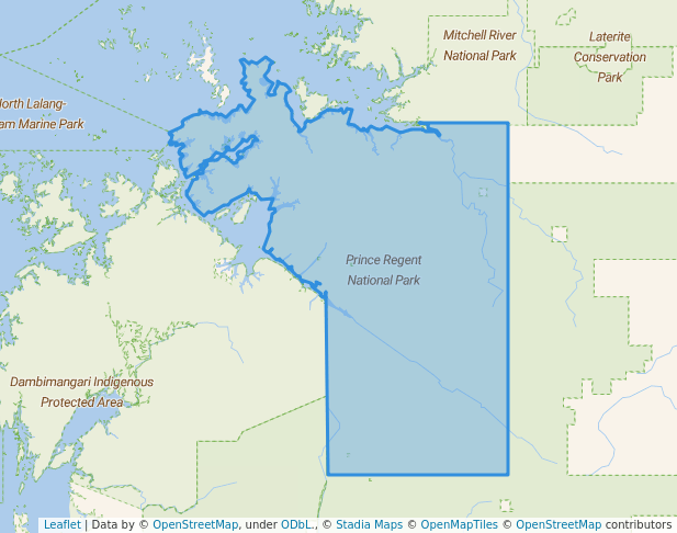 walking in Prince Regent National Park map in Prince Regent River