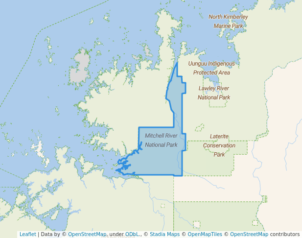 walking in Mitchell River National Park map in Mitchell Plateau