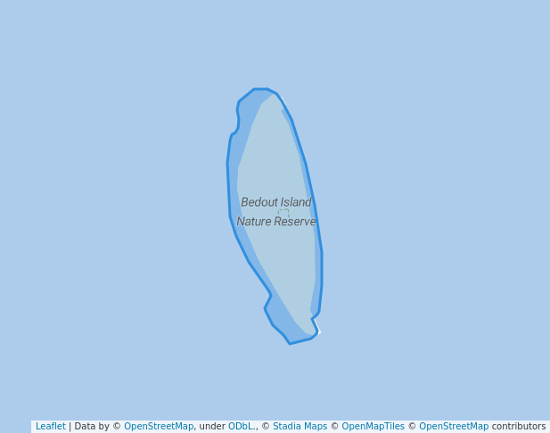 walking in Bedout Island Nature Reserve map in Boodarie