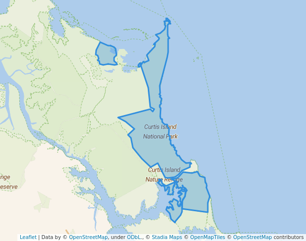 walking in Curtis Island National Park map in Burua