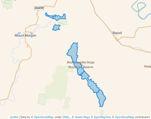 walking in Bouldercombe Gorge Resources Reserve map in Port Alma