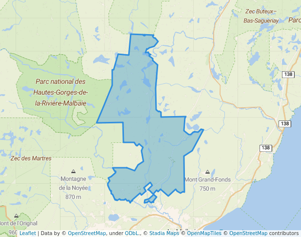 walking in Zec du Lac-au-Sable map in Saint-Siméon