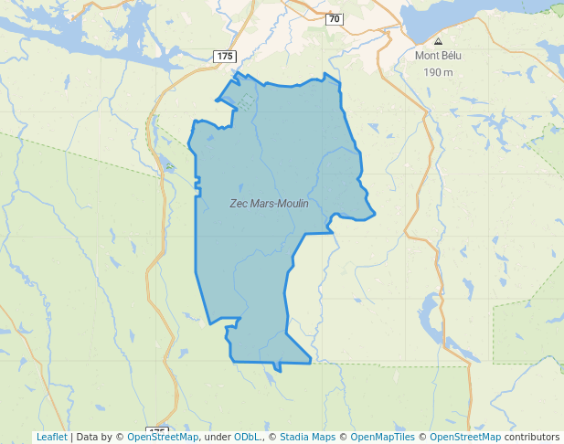 walking in Zec Mars-Moulin map in Secteur-Charlevoix