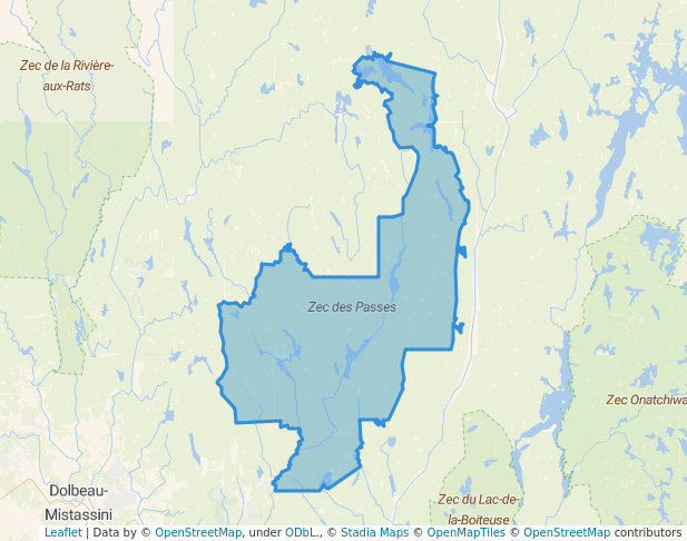 walking in Zec des Passes map in Saint-Eugène-d'Argentenay