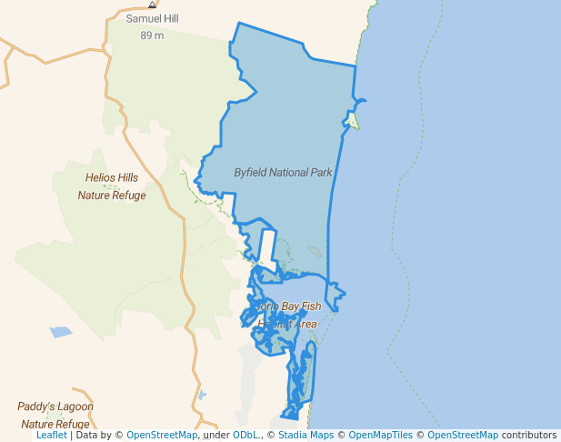 walking in Byfield National Park map in Tanby