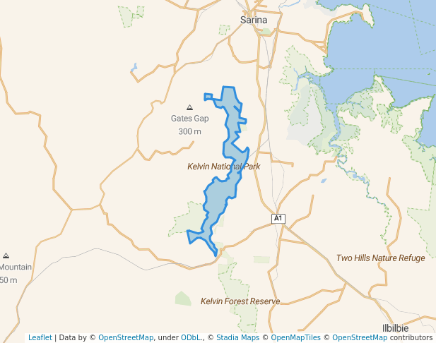 walking in Kelvin National Park map in Sarina