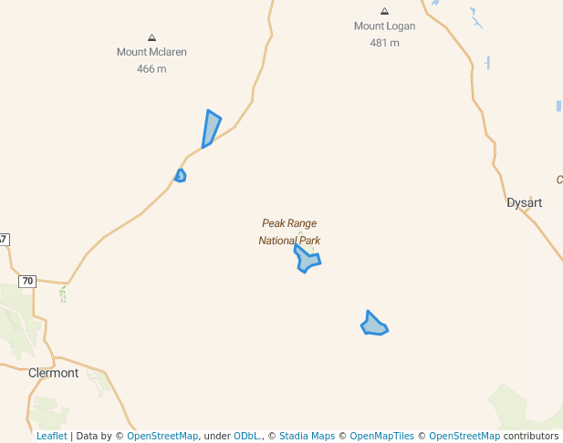 walking in Peak Range National Park map in Belyando