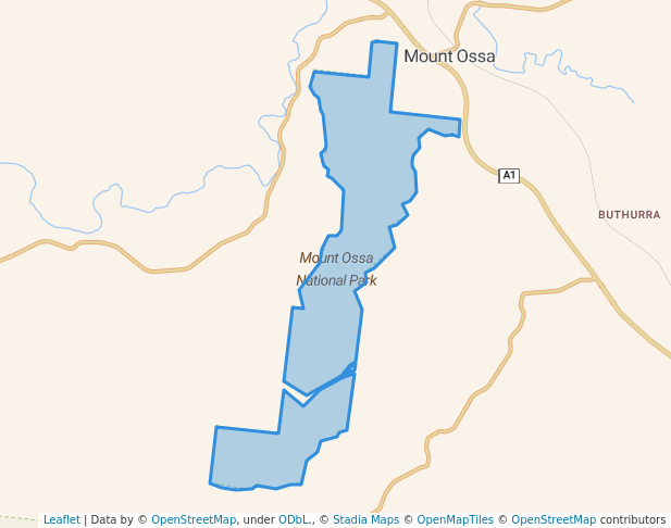 walking in Mount Ossa National Park map in Eton