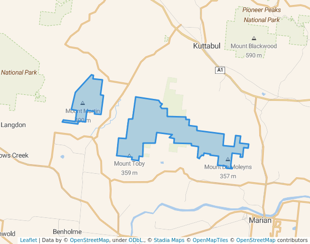 walking in Mount Martin National Park map in Devereux Creek