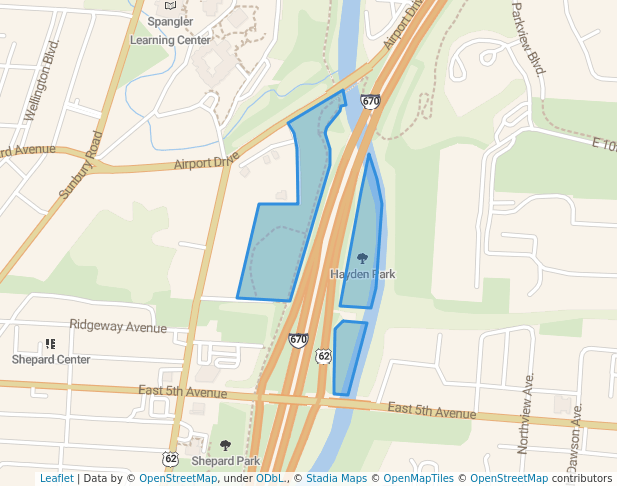 walking in Hayden Park map in Columbus