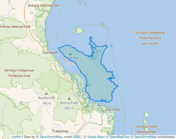 walking in Hinchinbrook Island National Park map in Hinchinbrook