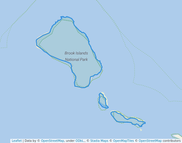 walking in Brook Islands National Park map in Hinchinbrook