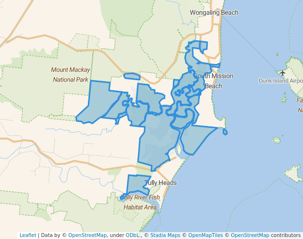 walking in Hull River National Park map in Tully