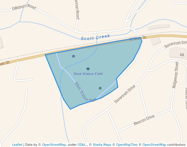 walking in Mark Watson Field map in Sylva